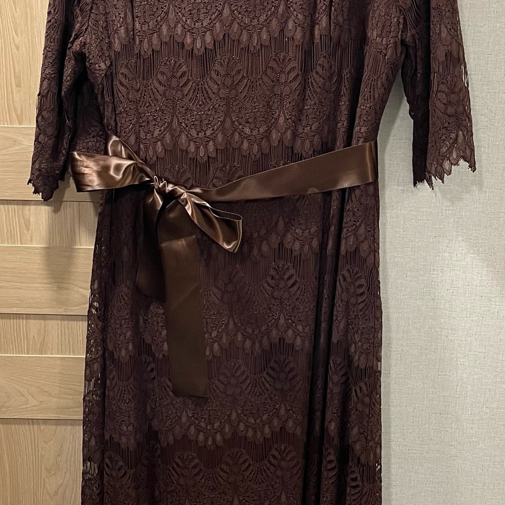 Dainty Jewells Elegant Brown Lace Dress